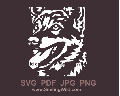 Swedish Vallhund svg clip art portrait, Västgötaspets vector file