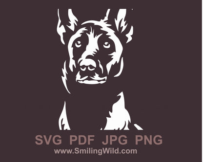 Dutch shepherd dog svg white vector graphic file