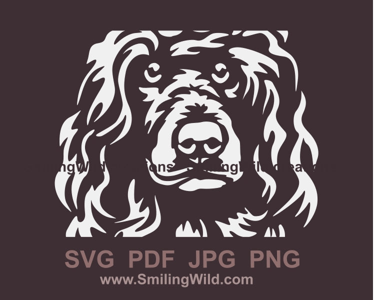 Portuguese water dog svg clip art portrait, water dog white vector graphic file