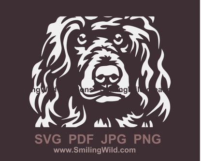 Portuguese water dog svg clip art portrait, water dog white vector graphic file