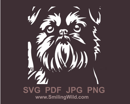 Brussels Griffon svg white vector cuttable clip art file, dog svg