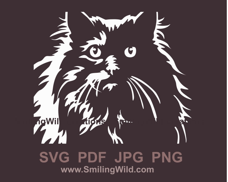 Turkish Angora cat svg white vector file