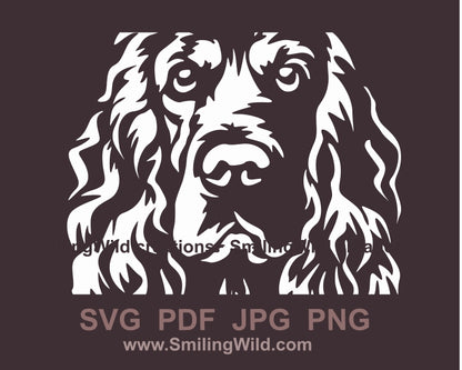 English cocker spaniel svg white vector clip art file