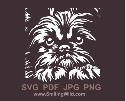 Brussels Griffon svg white vector cuttable clip art file