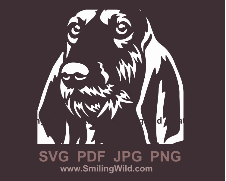 Wirehaired Segugio Italiano svg white vector cuttable clip art file