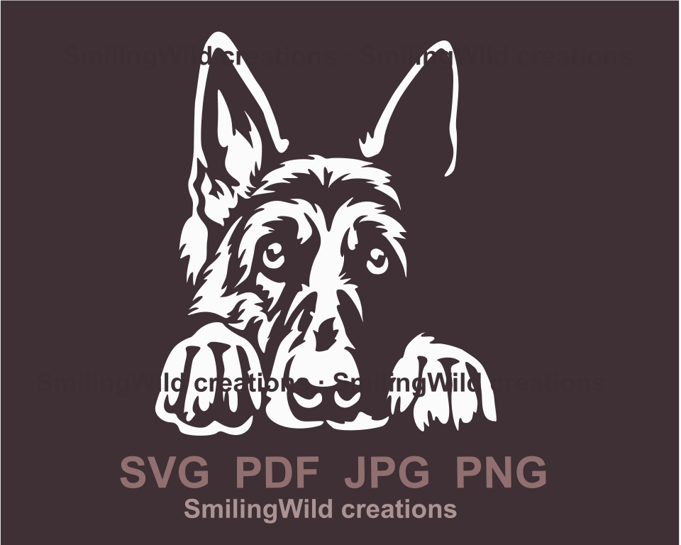 Peekinggerman shepherd white digital illustration