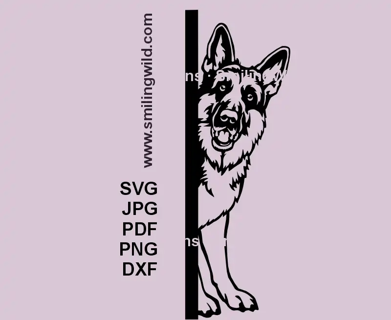 Black peeking German Shepherd SVG clipart for Cricut designs and cutting machines