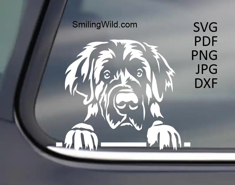 A peeking leonberger Dog White Vector Image in PNG and DXF formats, perfect for Cricut and Silhouette projects to put on dark materials.