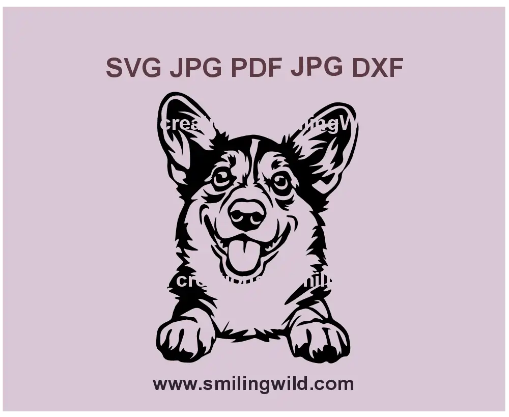 Peeking Welsh Corgi dog svg, png and dxf laser cut file - perfect for Cricut, engraving, and DIY craft projects