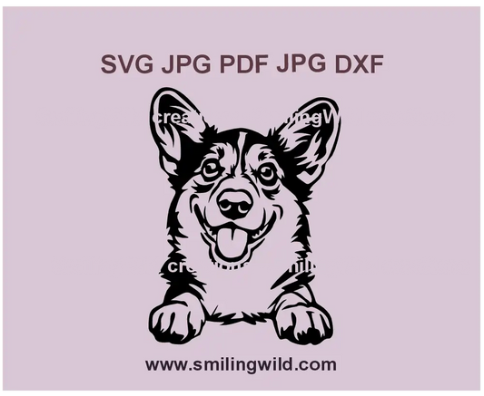 Peeking Welsh Corgi dog svg, png and dxf laser cut file - perfect for Cricut, engraving, and DIY craft projects