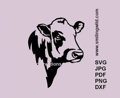 piedmontese bull SVG head clipart black vector for farm animal cutting and engraving