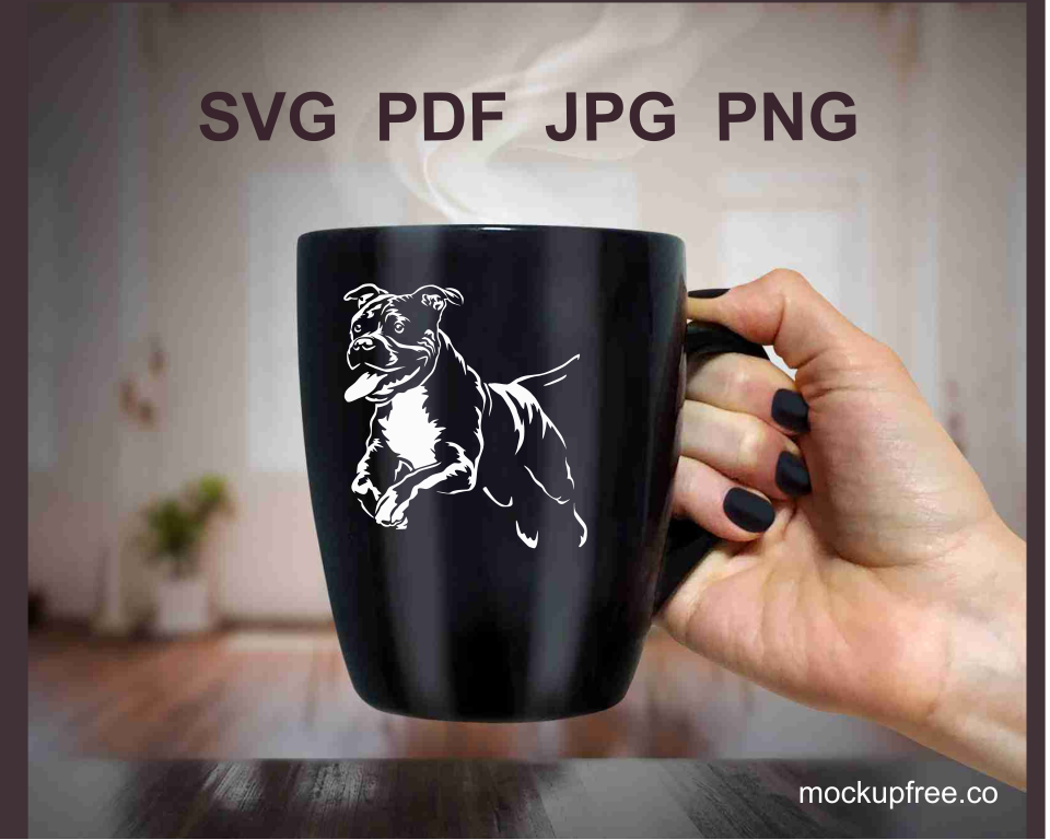 a white digital application of a pit bull terrier svg design