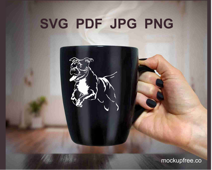 a white digital application of a pit bull terrier svg design