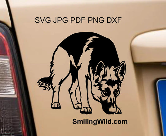 Police dog scent tracking svg and png clipart file presented as a car sticker