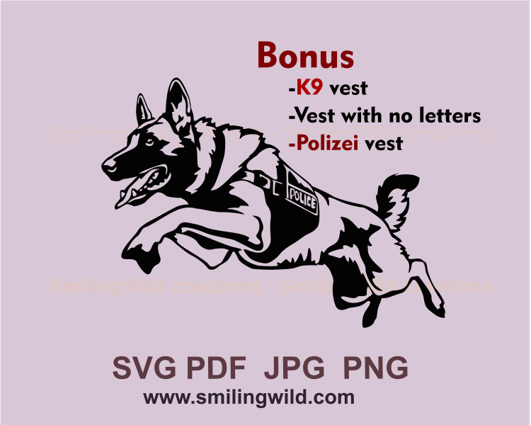 jumping malinois with police vest on it