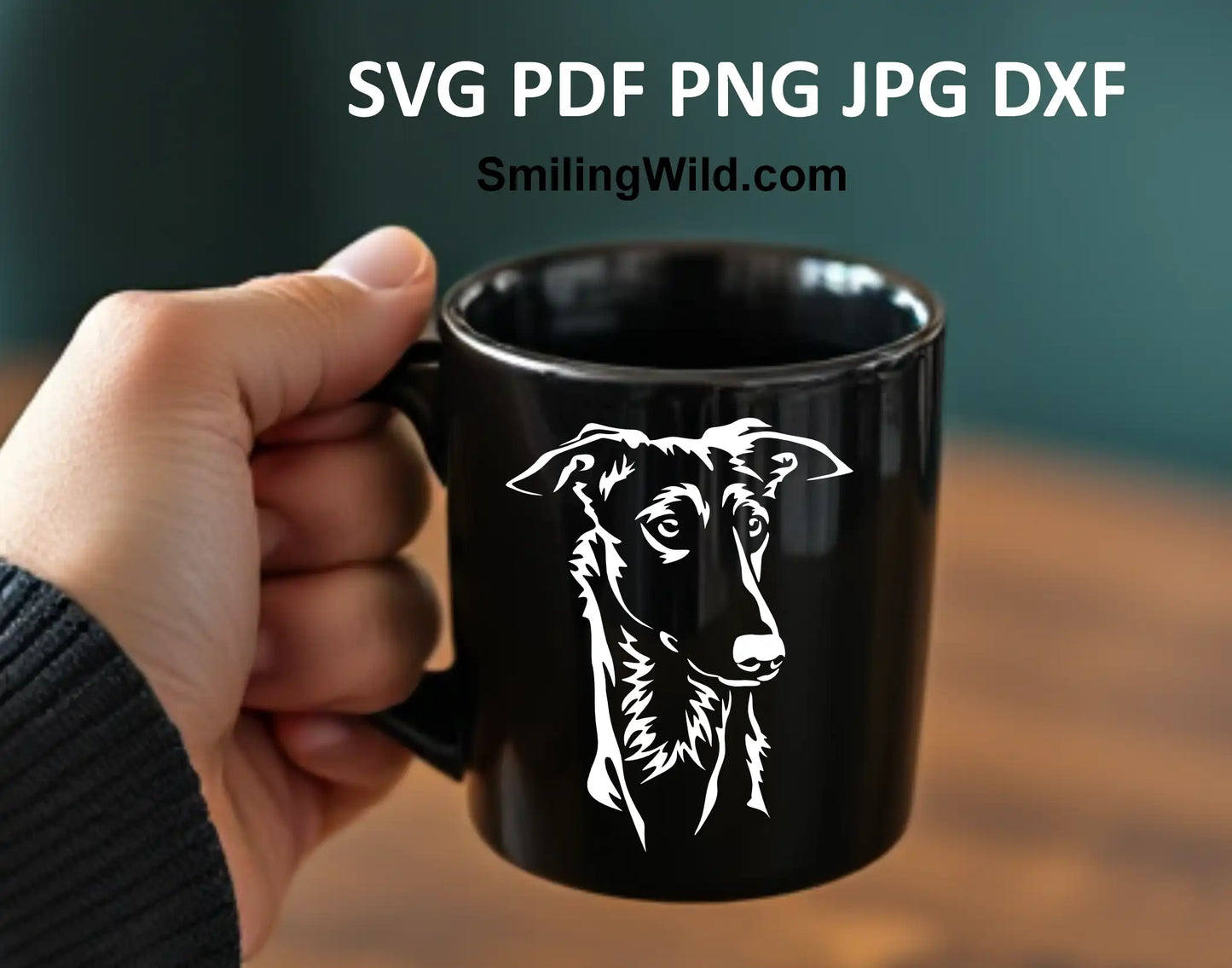 White Polish Greyhound vector graphic, perfect for laser cutting, engraving, and Cricut projects