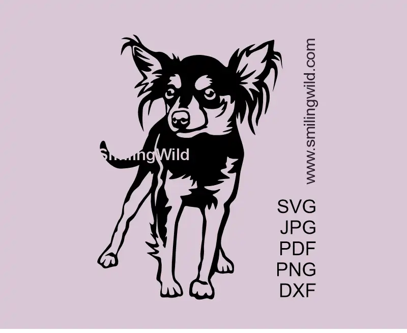 Full body standing Prague Ratter black clipart in SVG PNG DXF – vector dog design for Cricut and laser cutting