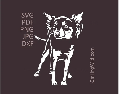 Prague Ratter white SVG PNG DXF cuttable vector graphic for Cricut and laser cutting - a full body dog in standing position