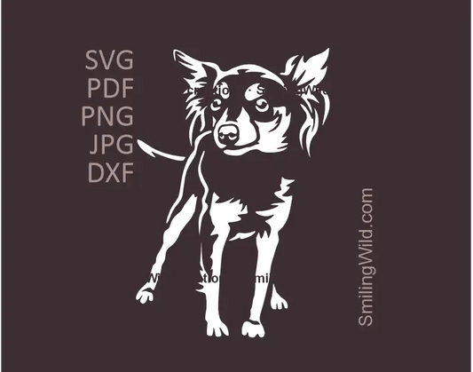 Prague Ratter white SVG PNG DXF cuttable vector graphic for Cricut and laser cutting - a full body dog in standing position