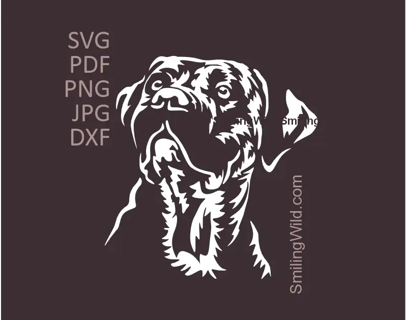 Presa Canario SVG, png, dxf Clipart - Dog White Digital Vector Images. High-contrast white vector art best suited fto use on dark apparel and cut out light vinyl decal portrait applications.