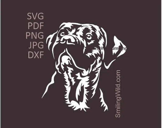 Presa Canario SVG, png, dxf Clipart - Dog White Digital Vector Images. High-contrast white vector art best suited fto use on dark apparel and cut out light vinyl decal portrait applications.