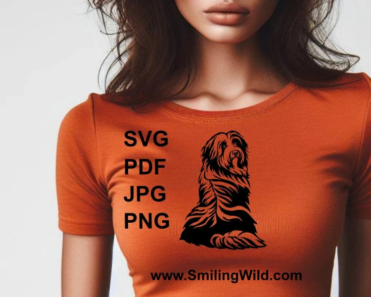 Sitting Bearded collie printed on a t shirt