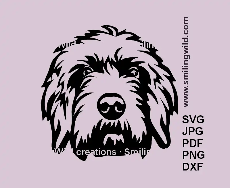 Pudelpointer SVG, PNG & DXF head clipart – Hunting Dog Black Vector gr ...