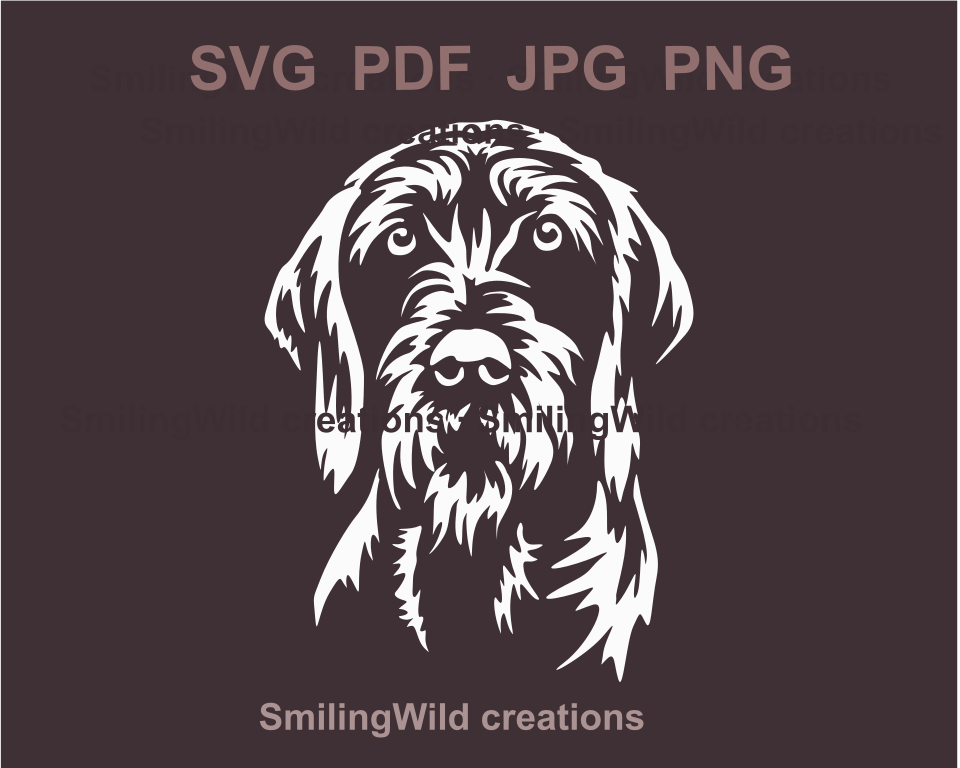 Pudelpointer svg white hunting dog vector portrait – Smiling Wild svg ...
