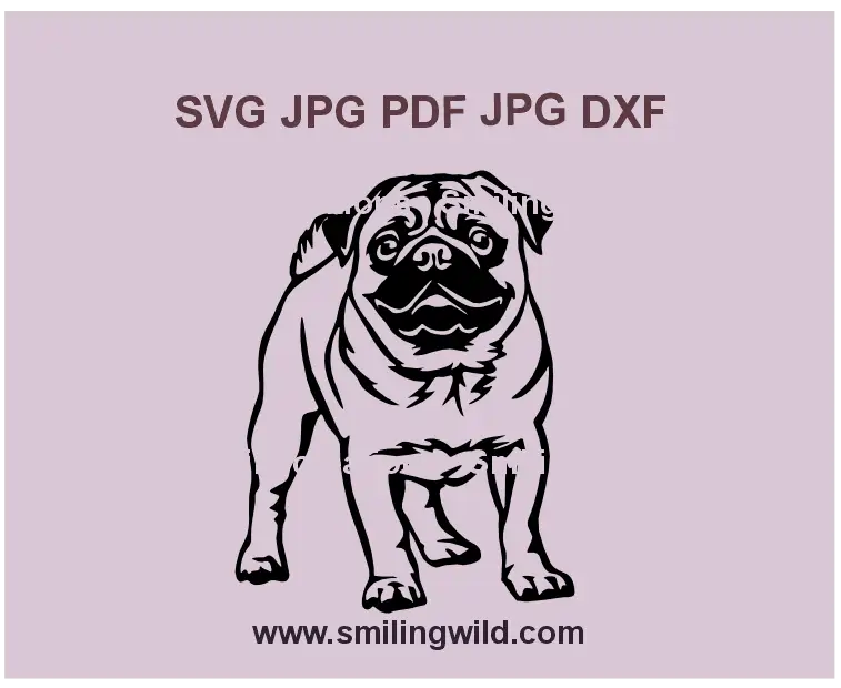 Pug dog SVG digital download for Cricut and laser cutting projects