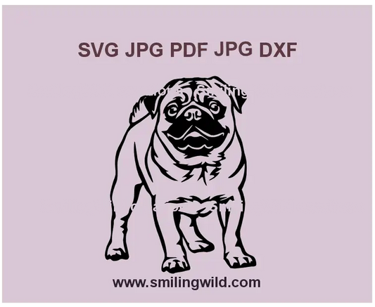 Pug dog SVG digital download for Cricut and laser cutting projects