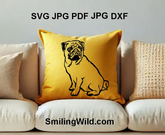 Realistic Full Body Pug Dog png Vector Graphic for DIY Crafts and Laser Projects

