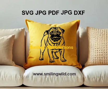 Vector clipart of a pug face, perfect for pet engraving and DXF craft designs