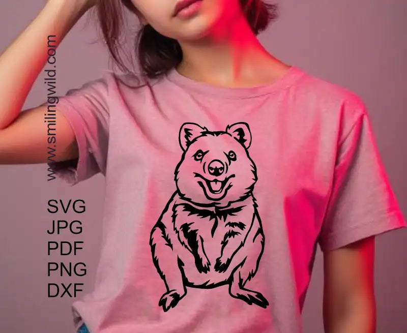 Quokka detailed vector clipart detail with clean lines for crafts