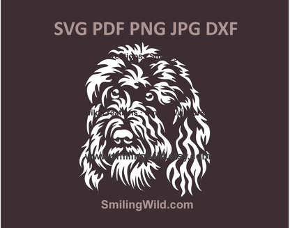 Realistic Barbet dog SVG, a detailed black and white hunting dog clipart, ideal for Cricut