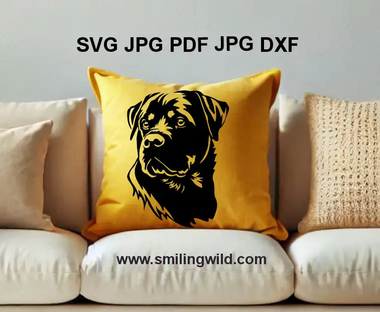 Realistic Rottweiler dog head svg and png vector file - perfect for Cricut and laser engraving