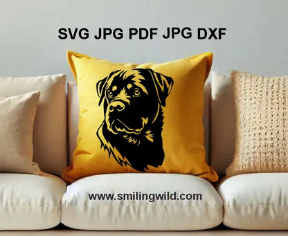 Realistic Rottweiler dog head svg and png vector file - perfect for Cricut and laser engraving