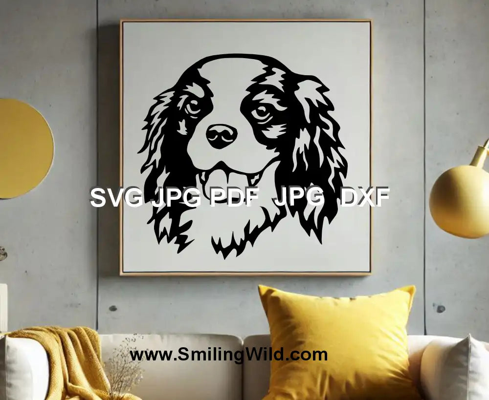 Realistic Cavalier King Charles Spaniel SVG head – Ideal for wood engraving, decals & pet-themed crafts