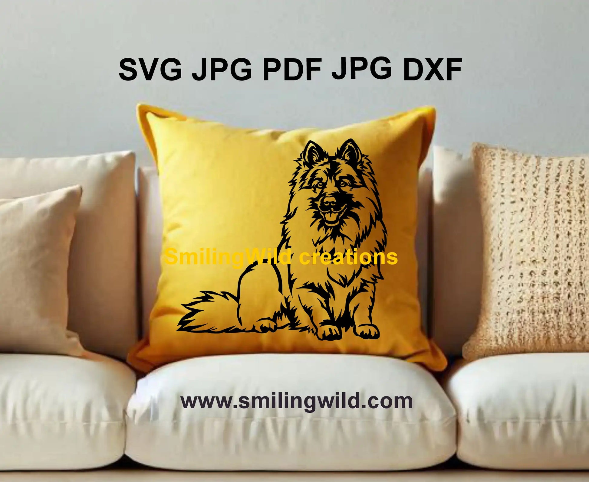 Realistic Keeshond SVG and Wolfspitz vector clipart, perfect for Cricut, Silhouette, and Glowforge laser cutting projects