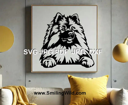 Realistic Keeshond SVG head – Digital dog clipart for decals, vinyl cutting & DIY crafts