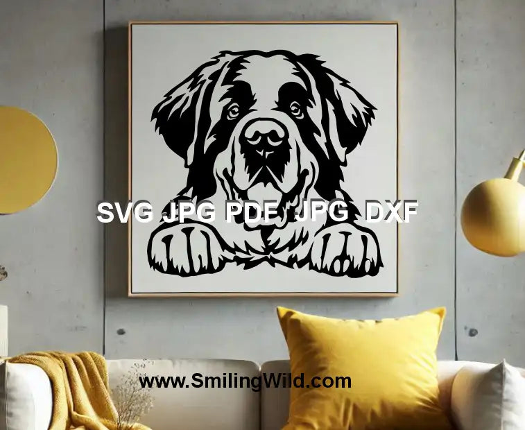 Saint Bernard Black Dog svg png and dxf Engraving File - Perfect for Glowforge and Silhouette
