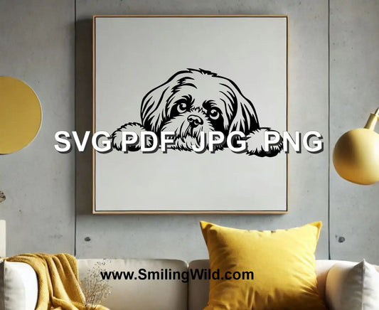 Detailed Shih Tzu dog clipart for Cricut, Silhouette, and laser cutting projects