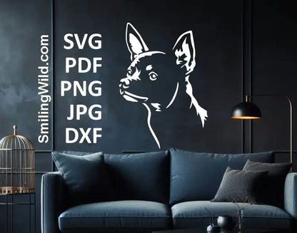 DXF white vector clipart of Russian Toy Terrier for Glowforge engraving