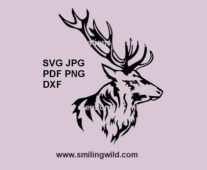 Red deer head profile SVG stag vector clipart for laser engraving