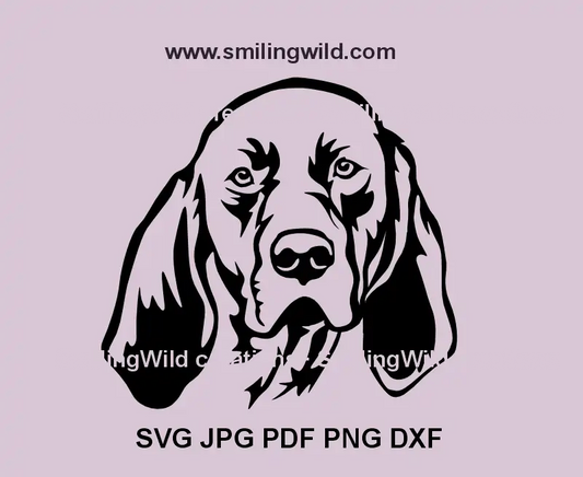 Redbone Coonhound SVG, png, dxf dog head frontal black color line art portrait vector for laser cutting designs