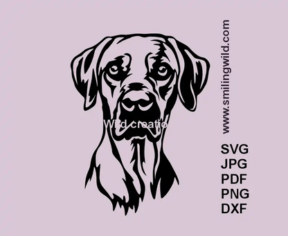 Rhodesian Ridgeback head portrait vector clipart for Cricut, laser cutting, engraving and DIY crafts – DXF PNG SVG file