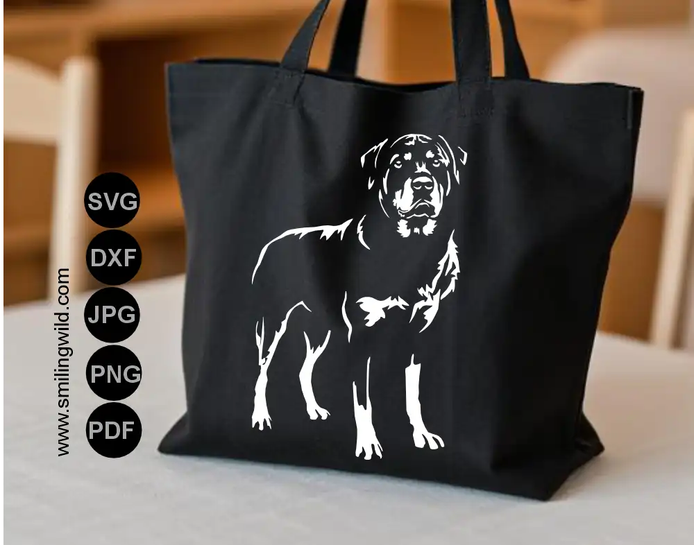 Handcrafted digital drawing of rottweiler portrait in png white vector graphic files with transparent background