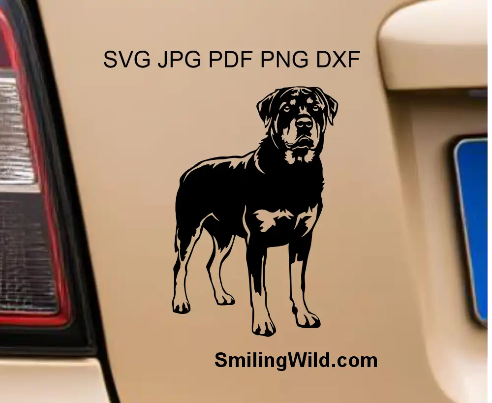 Full body Rottweiler dog black vector art svg for laser engraving and vinyl crafts