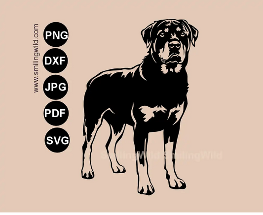 Rottweiler svg dxf standing dog cut file for professional digital design