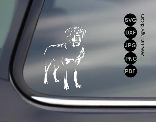 High-definition rottweiler SVG and DXF white dog cutting file compatible with Cricut, Silhouette and laser cutting machines