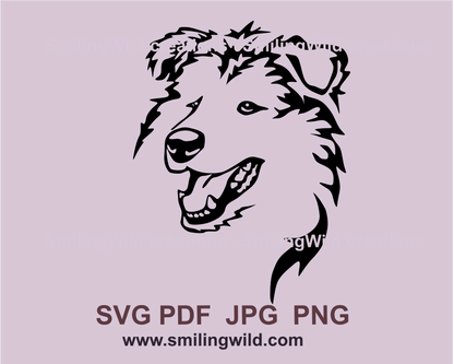 smiling rough collie design made in svg graphic file style